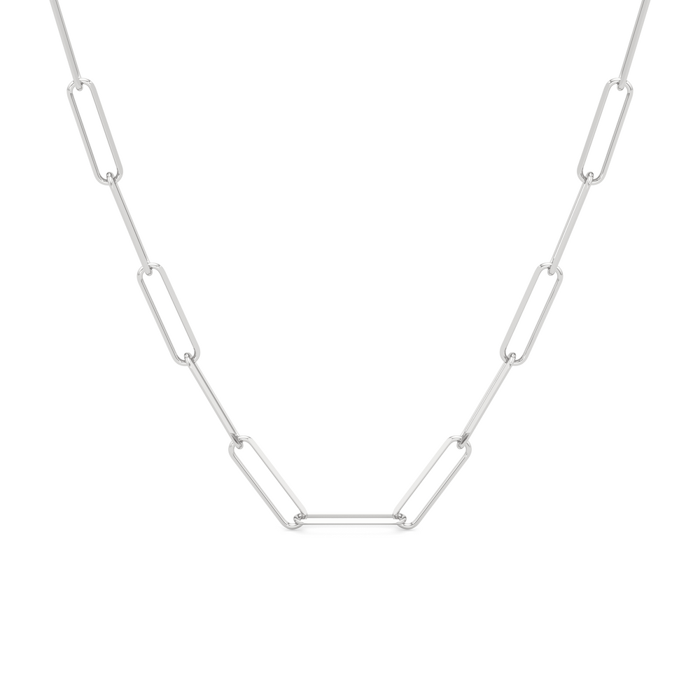 The Lia Chain Necklace with 14KT White Gold Cut Diamond in 14KT White Gold view 1
