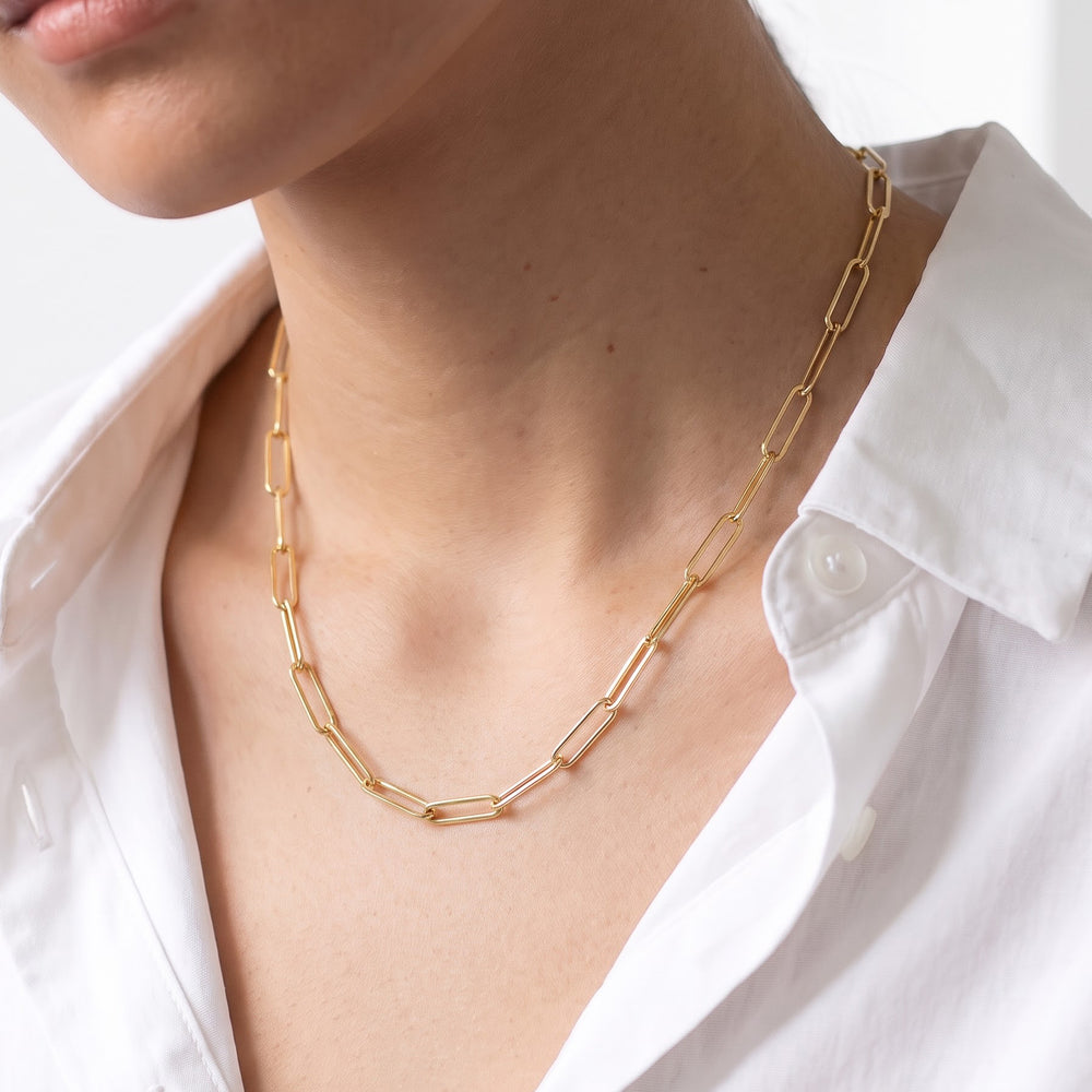 The Lia Chain Necklace with 14KT White Gold Cut Diamond in 14KT White Gold view 2
