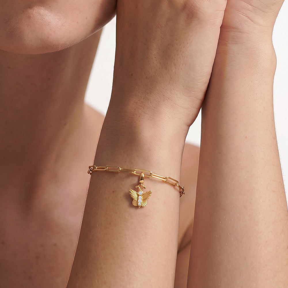 The Duo Chain Bracelet with 14KT Yellow Gold Cut Diamond in 14KT Yellow Gold view 3
