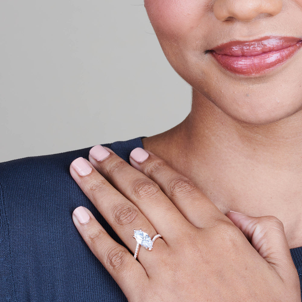 Model Wearing Twist Diamond Engagement Ring with Lab Grown Diamond view
