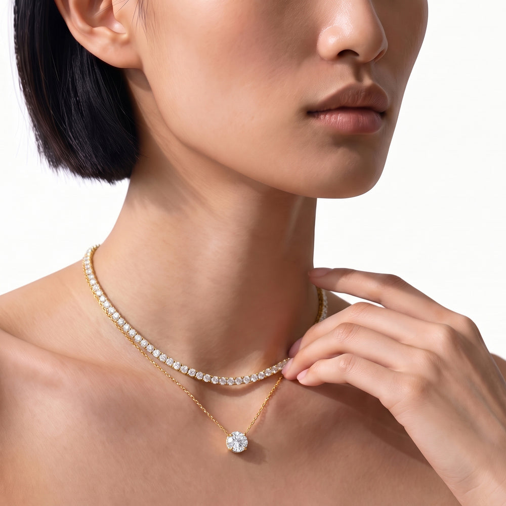 The Roosevelt Grand Necklace with 14KT White Gold / Lab / 2 3/8 Cut Diamond in 14KT White Gold / Lab / 2 3/8 view 3
