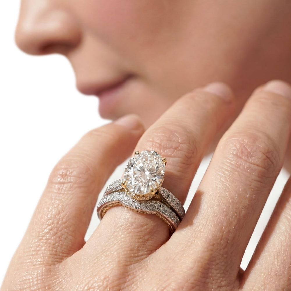 Model Wearing The Chrysler Ring with Lab Grown Diamond view