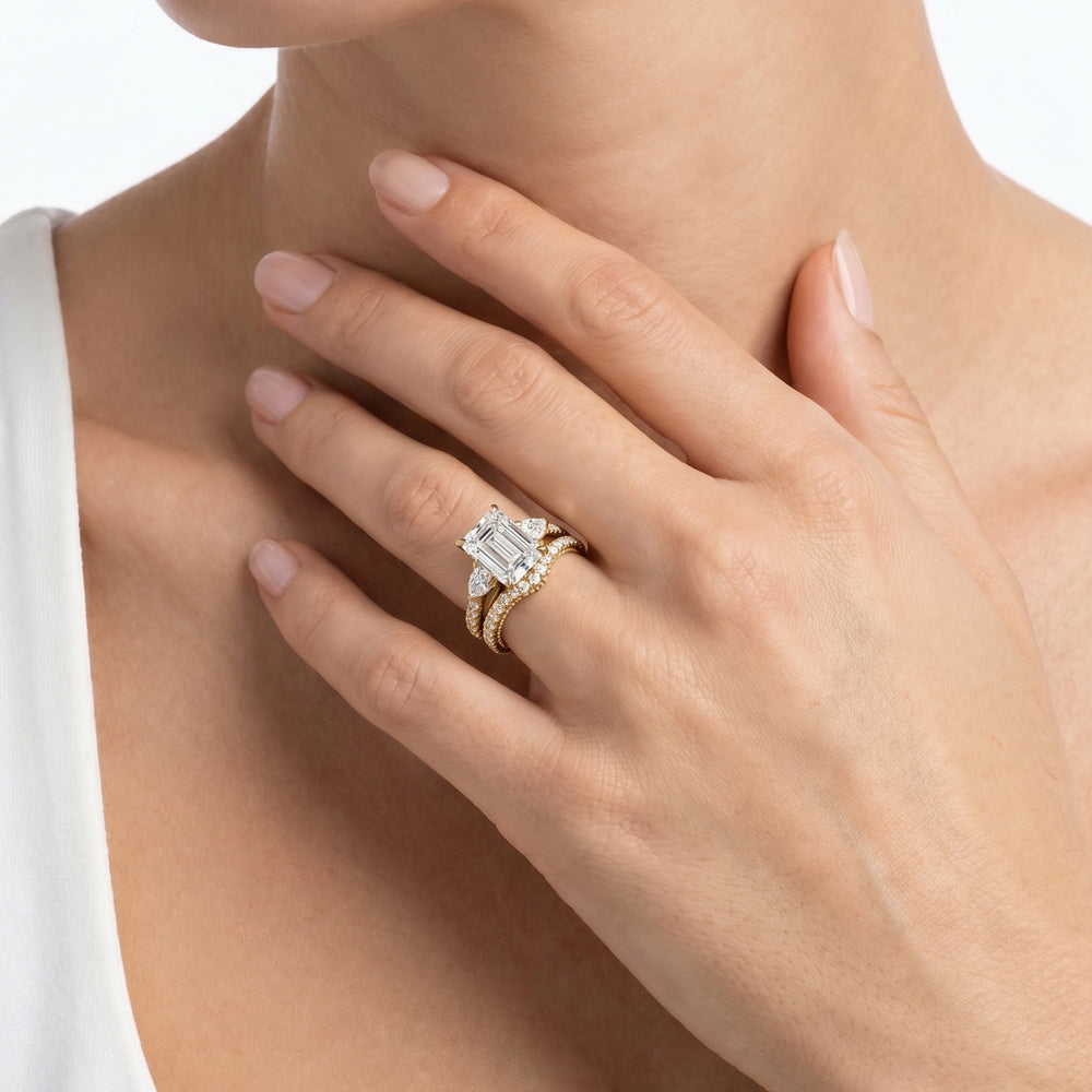 The W Summit Diamond Wedding Band with 18KT Rose Gold & Platinum Cut Diamond in 14KT Rose Gold & Platinum view 3
