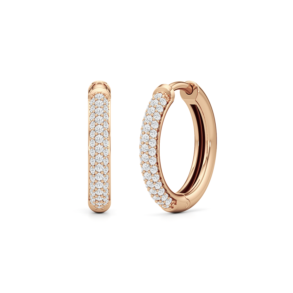 The Domed Pave Hoop with 14KT Rose Gold / Lab / 0 Cut Diamond in 14KT Rose Gold / Lab / 0 view 1
