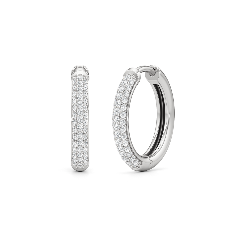The Domed Pave Hoop with 14KT White Gold / Lab / 0 Cut Diamond in 14KT White Gold / Lab / 0 view 1
