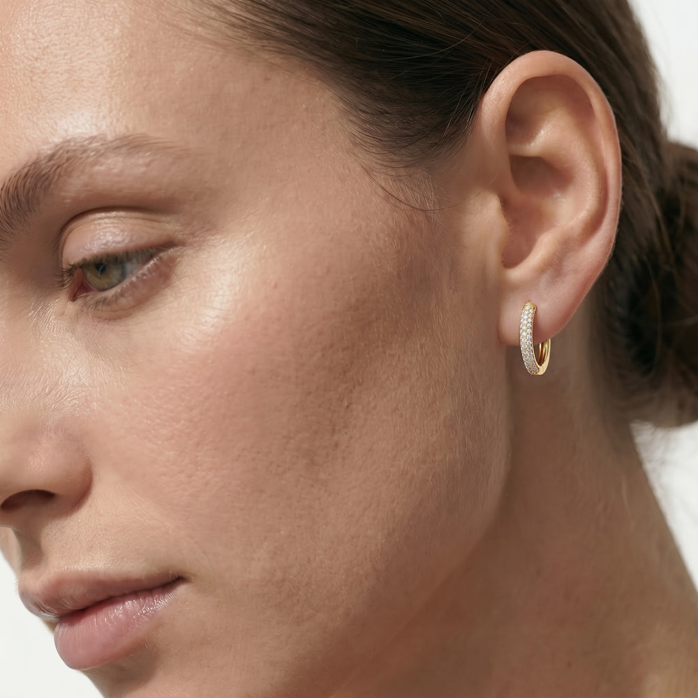 The Domed Pave Hoop with 14KT White Gold / Lab / 0 Cut Diamond in 14KT White Gold / Lab / 0 view 2
