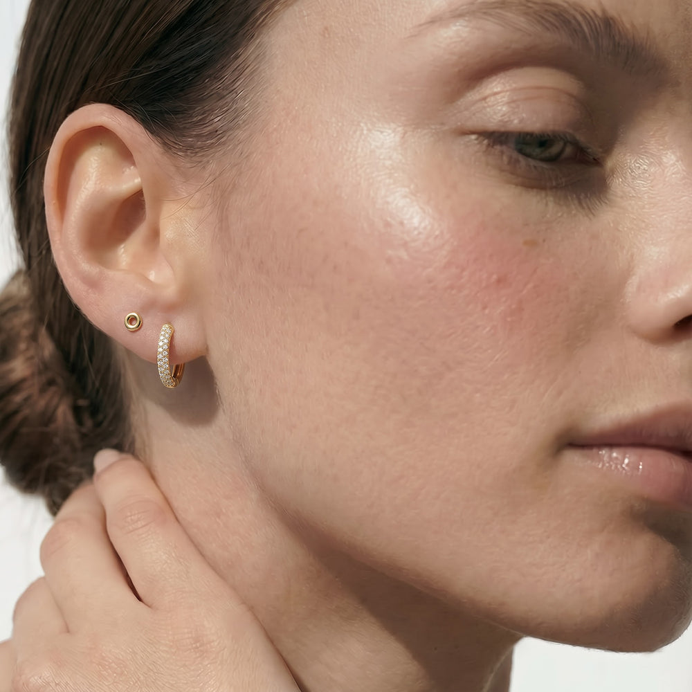 The Domed Pave Hoop with 14KT Yellow Gold / Lab / 0 Cut Diamond in 14KT Yellow Gold / Lab / 0 view 3
