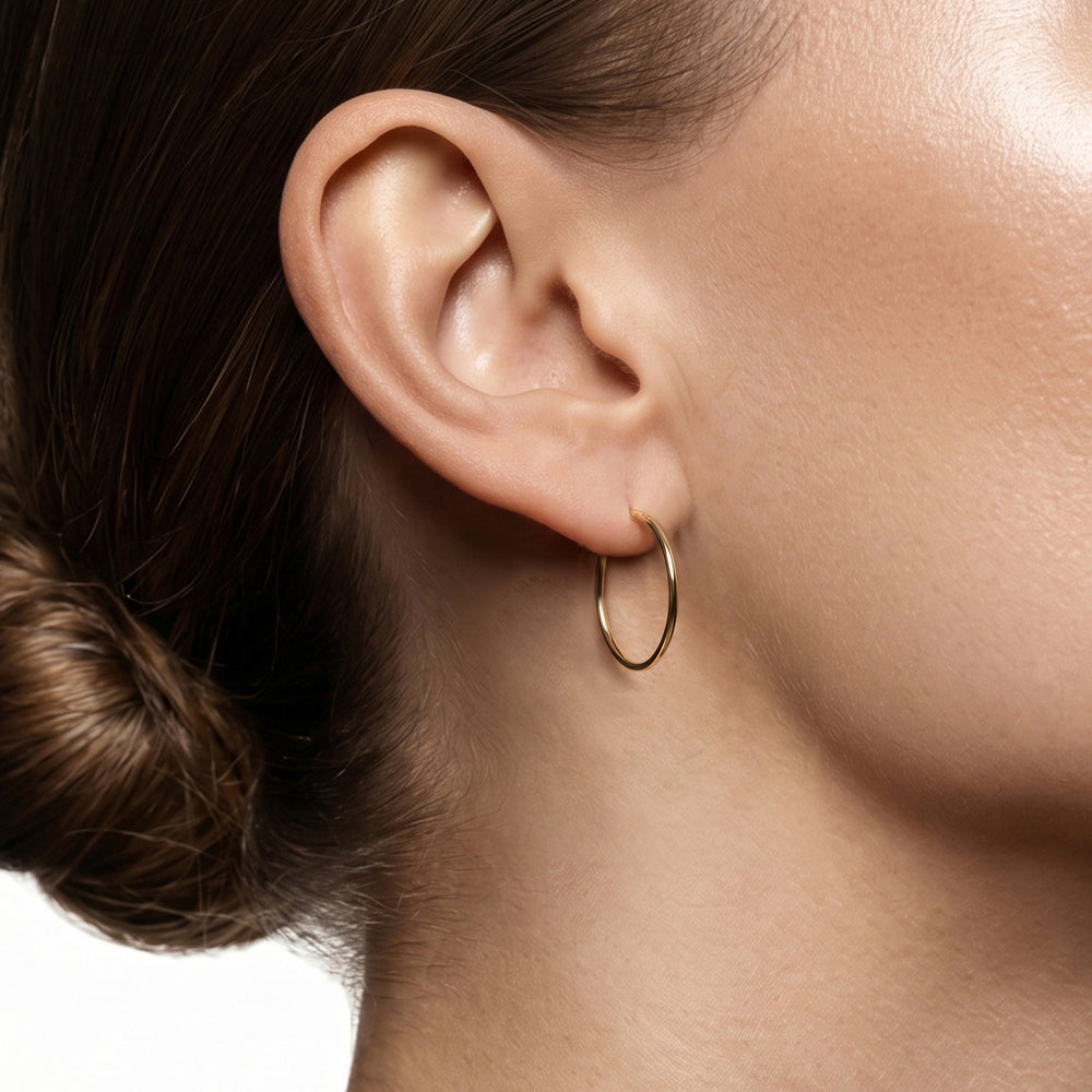 The Jolie Midi Hoops with 14KT Yellow Gold Cut Diamond in 14KT Yellow Gold view 2
