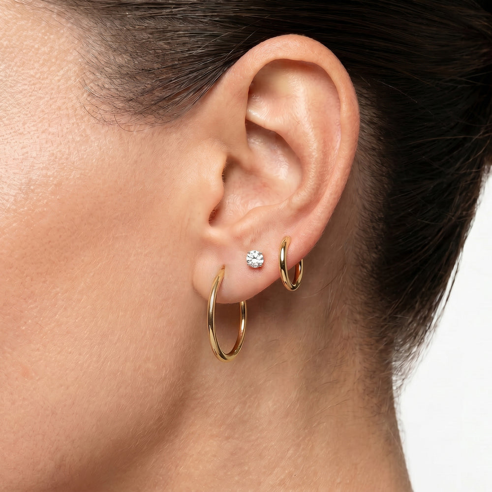 The Jolie Midi Hoops with 14KT Yellow Gold Cut Diamond in 14KT Yellow Gold view 3
