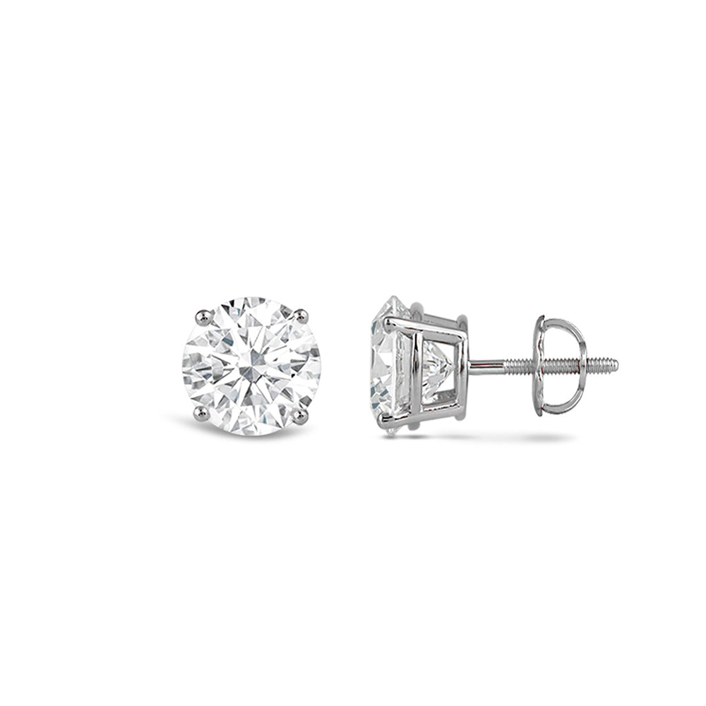 Classic Round Diamond Four Prong Stud Earrings (F/G VS+) with 14KT White Gold / Lab / 1/2 Cut Diamond in 14KT White Gold / Lab / 1/2 view 4
