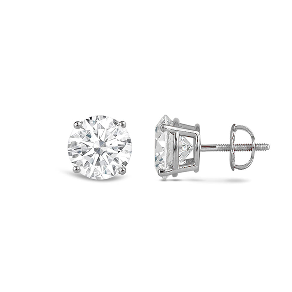 Premium Round Diamond Four Prong Studs (E+ VS+) with Platinum / Lab / 1 Cut Diamond in 14KT Platinum / Lab / 1 view 5
