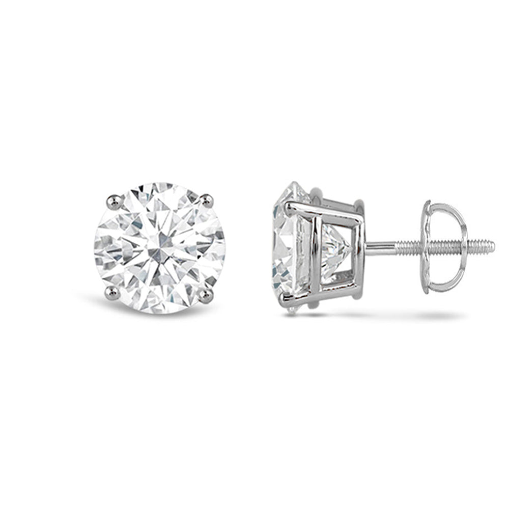 Premium Round Diamond Four Prong Studs (E+ VS+) with 14KT White Gold / Lab / 4 Cut Diamond in 14KT White Gold / Lab / 4 view 5
