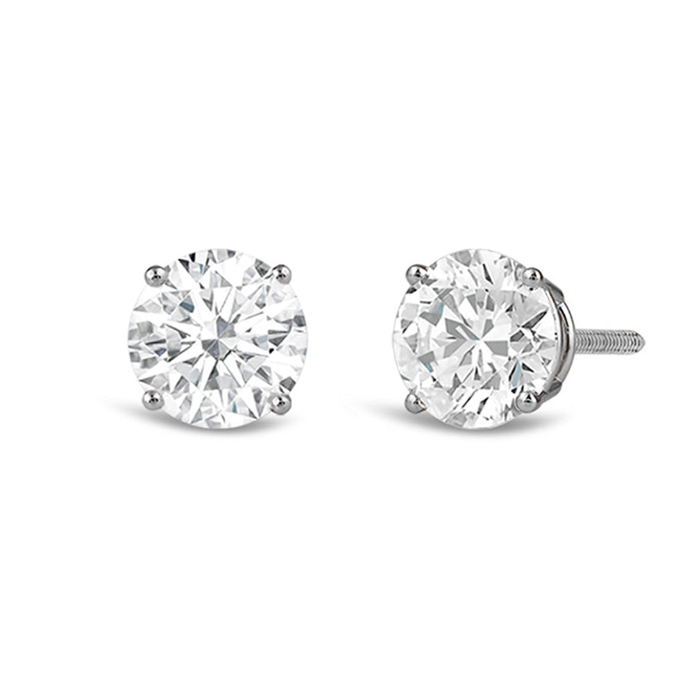 Classic Round Diamond Four Prong Studs Earrings (F+ SI+) with 14KT White Gold / Lab / 4 Cut Diamond in 14KT White Gold / Lab / 4 view 1

