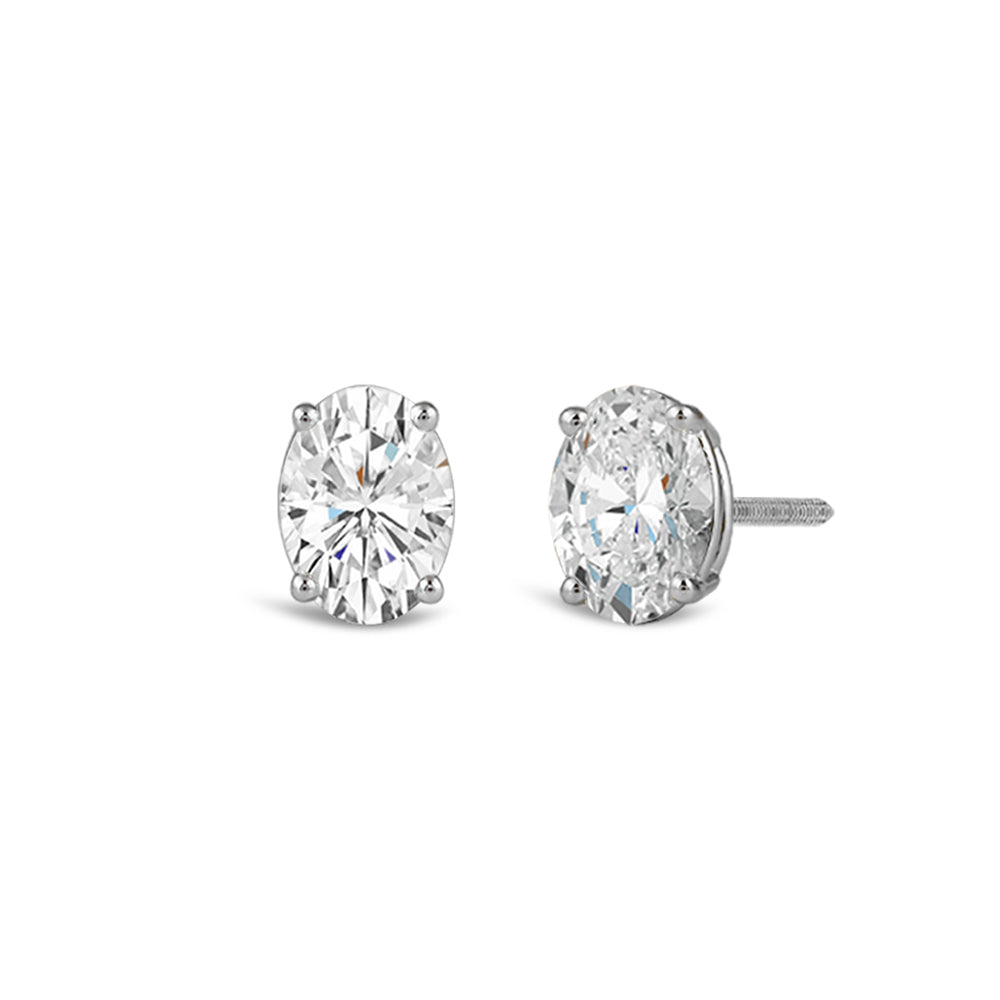 Classic Oval Diamond Stud Earrings (F/G VS+) with 14KT White Gold / Lab / 1 Cut Diamond in 14KT White Gold / Lab / 1 view 1
