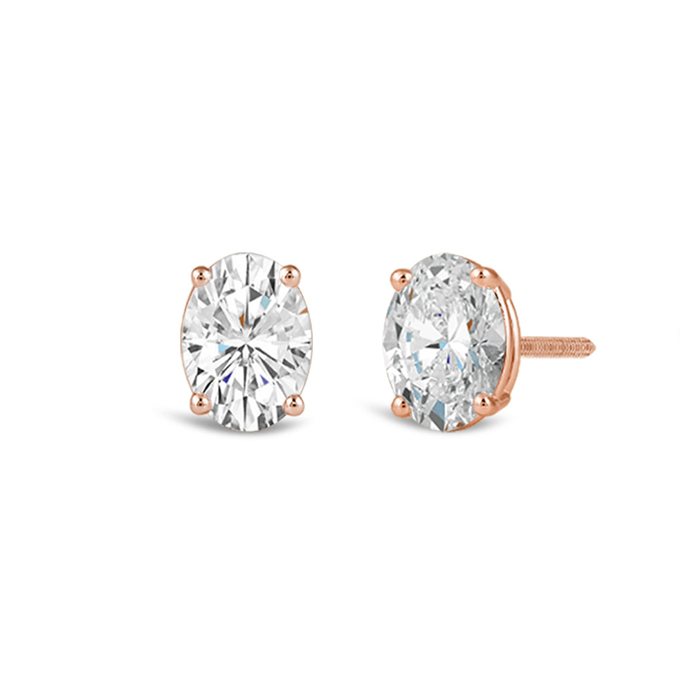 Classic Oval Diamond Stud Earrings (F/G VS+) with 14KT Rose Gold / Lab / 1 1/2 Cut Diamond in 14KT Rose Gold / Lab / 1 1/2 view 1
