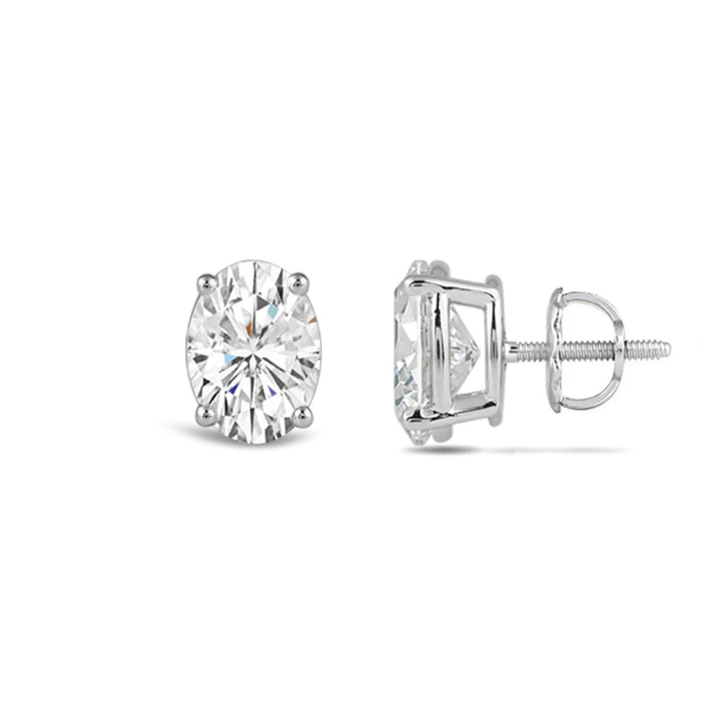 Classic Oval Diamond Stud Earrings (F/G VS+) with 14KT White Gold / Lab / 1 1/2 Cut Diamond in 14KT White Gold / Lab / 1 1/2 view 4
