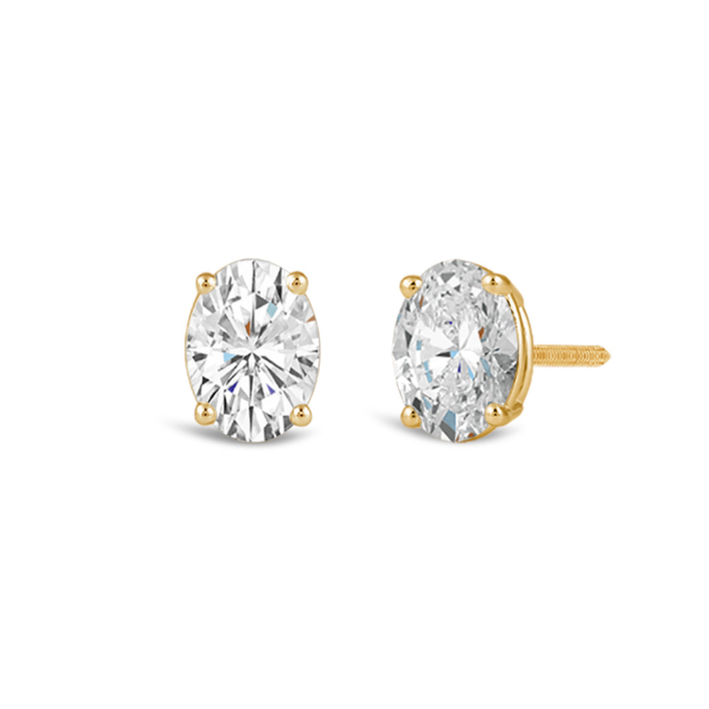 Classic Oval Diamond Stud Earrings (F/G VS+) with 14KT Yellow Gold / Lab / 1 1/2 Cut Diamond in 14KT Yellow Gold / Lab / 1 1/2 view 1
