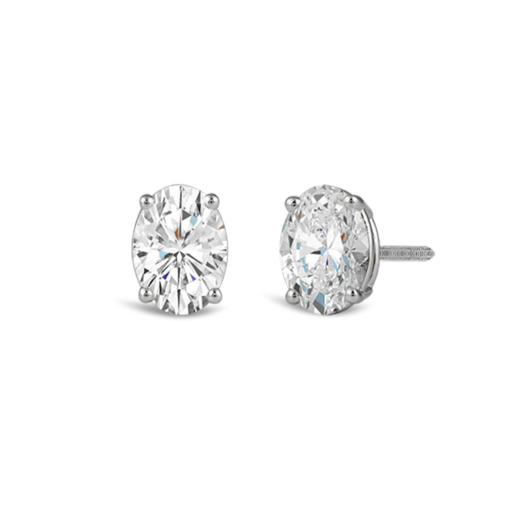 Classic Oval Diamond Stud Earrings (F/G VS+) with 14KT White Gold / Lab / 1 1/2 Cut Diamond in 14KT White Gold / Lab / 1 1/2 view 1
