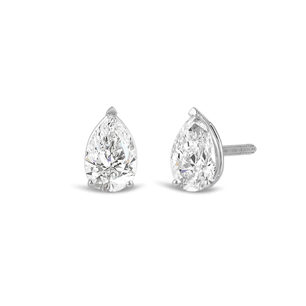 Classic Pear Brilliant Cut Diamond Martini Stud Earrings with Pear Cut Diamond in 14KT White Gold view 1
