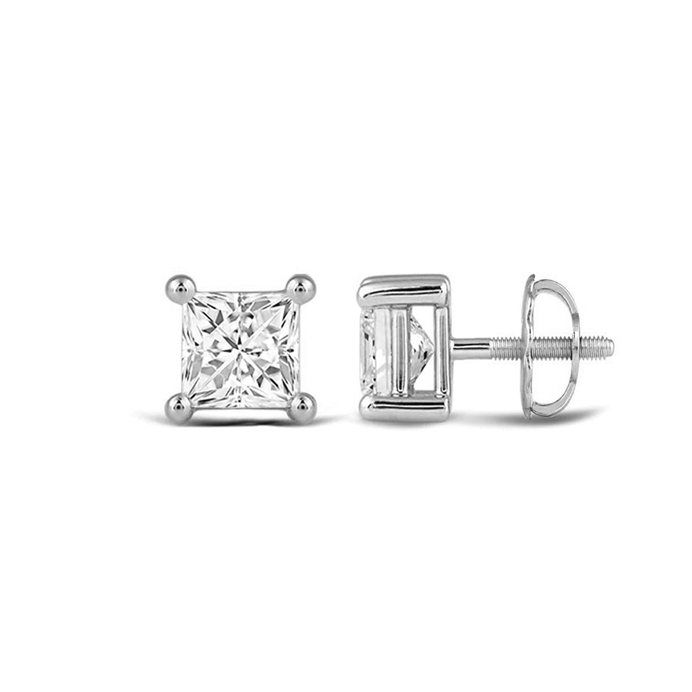 Classic Princess Brilliant Cut Diamond Martini Stud Earrings (F/G VS+) with 14KT White Gold / Lab / 1/2 Cut Diamond in 14KT White Gold / Lab / 1/2 view 4
