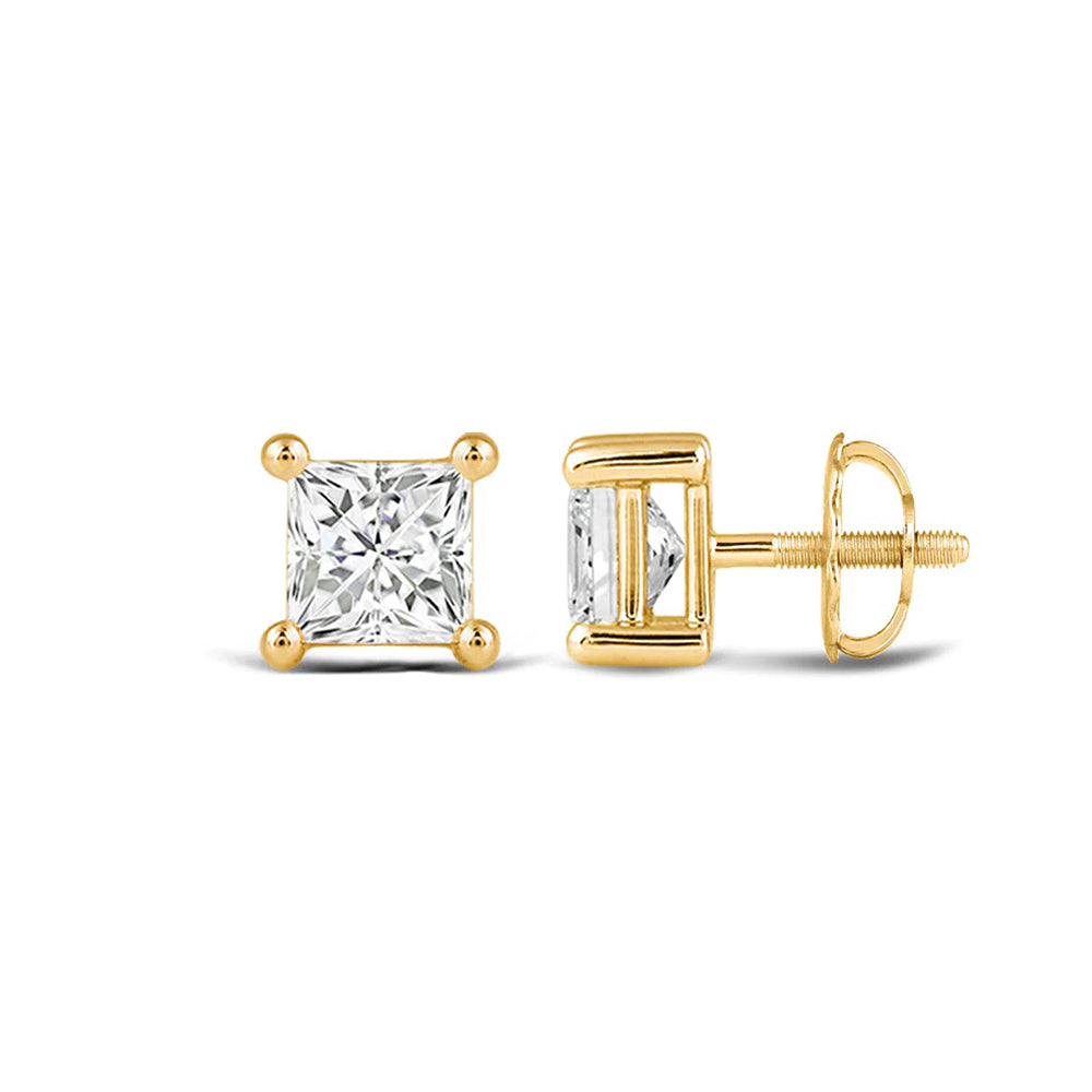 Classic Princess Brilliant Cut Diamond Martini Stud Earrings (F/G VS+) with 14KT Yellow Gold / Lab / 1/2 Cut Diamond in 14KT Yellow Gold / Lab / 1/2 view 4

