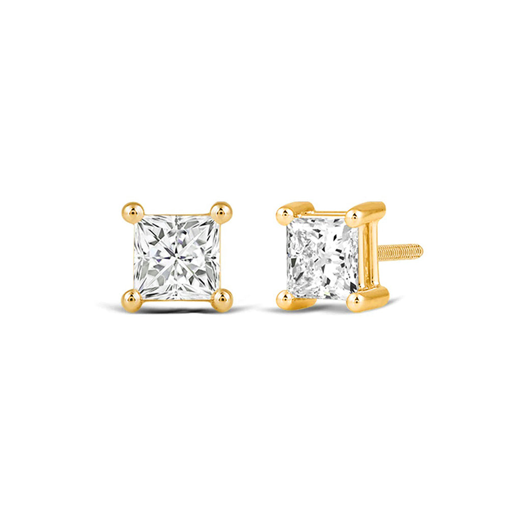 Classic Princess Brilliant Cut Diamond Martini Stud Earrings (F/G VS+) with 14KT Yellow Gold / Lab / 1/2 Cut Diamond in 14KT Yellow Gold / Lab / 1/2 view 1
