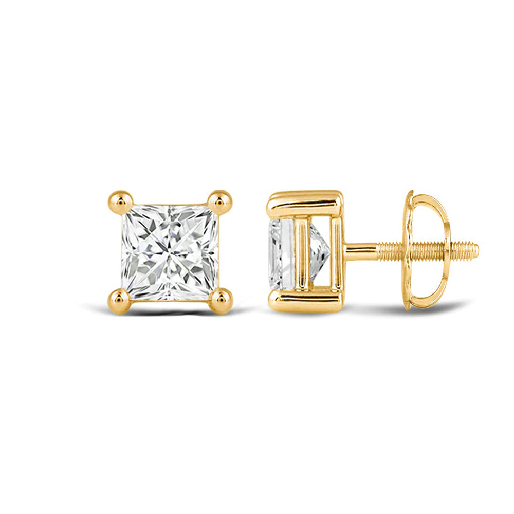 Classic Princess Brilliant Cut Diamond Martini Stud Earrings (F/G VS+) with 14KT Yellow Gold / Lab / 1 Cut Diamond in 14KT Yellow Gold / Lab / 1 view 4
