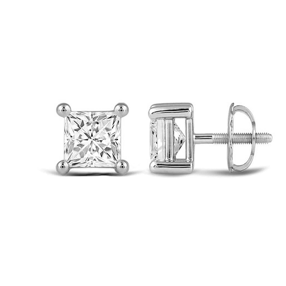 Classic Princess Brilliant Cut Diamond Martini Stud Earrings (F/G VS+) with 14KT White Gold / Lab / 1 1/2 Cut Diamond in 14KT White Gold / Lab / 1 1/2 view 4
