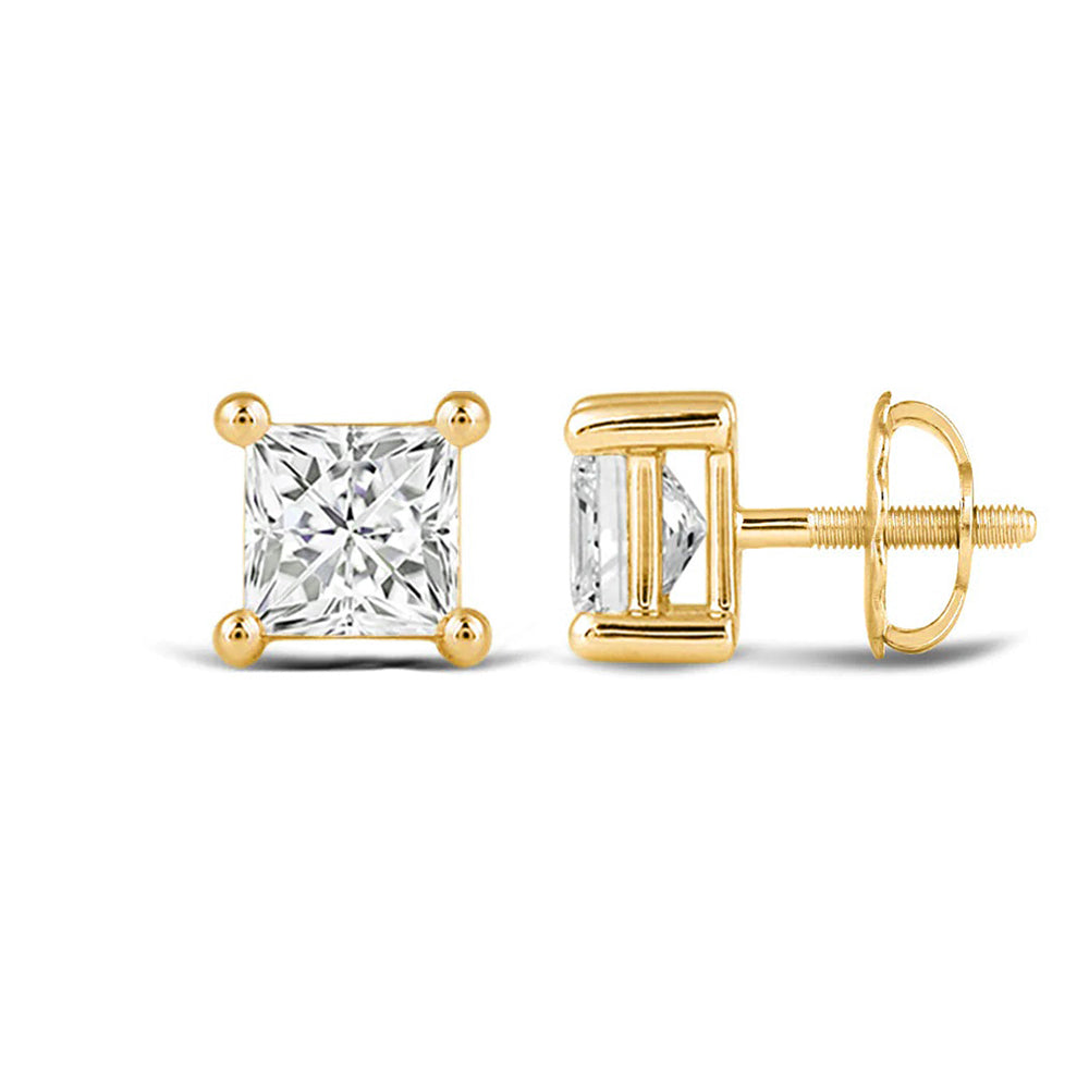 Classic Princess Brilliant Cut Diamond Martini Stud Earrings (F/G VS+) with 14KT Yellow Gold / Lab / 1 1/2 Cut Diamond in 14KT Yellow Gold / Lab / 1 1/2 view 4
