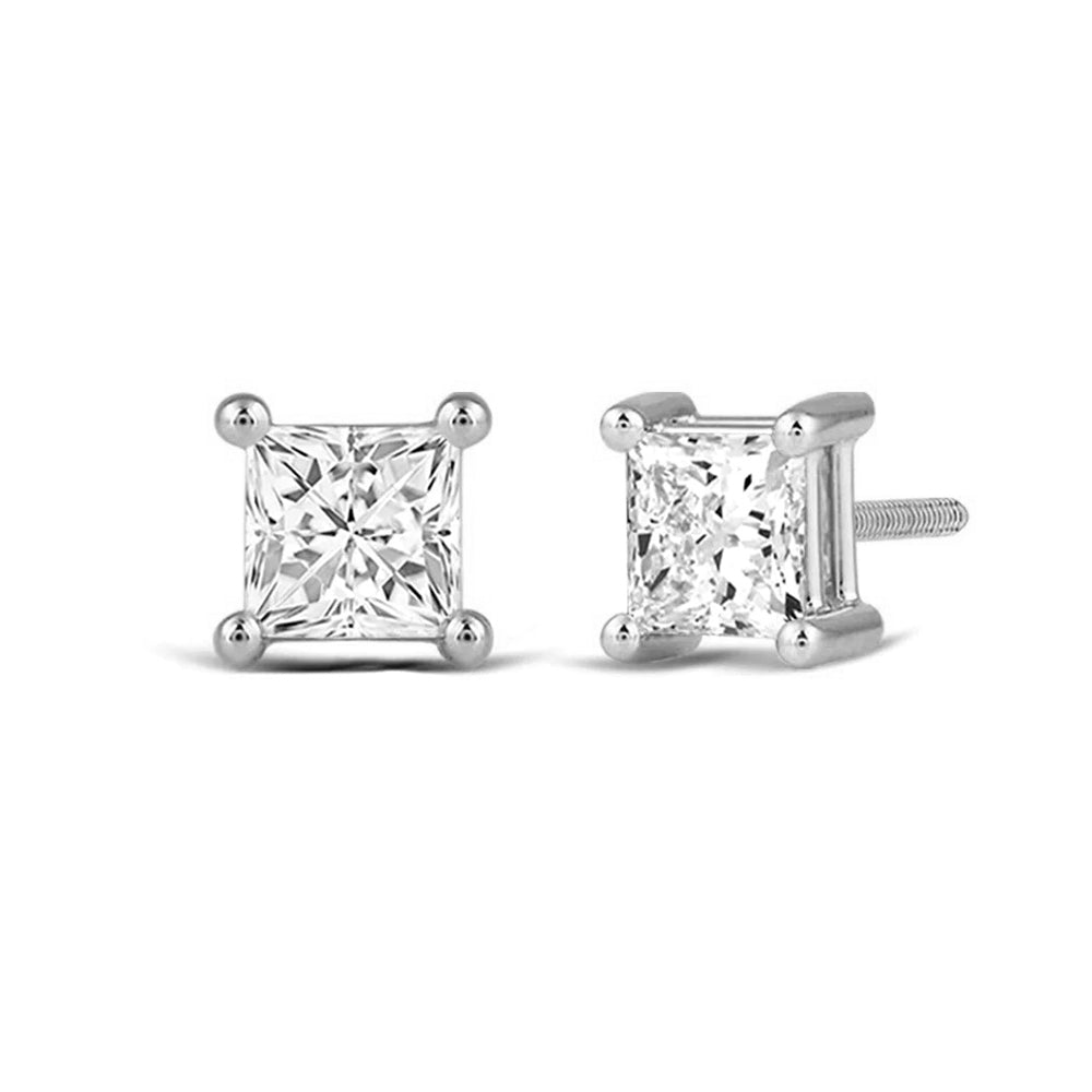 Classic Princess Brilliant Cut Diamond Martini Stud Earrings (F/G VS+) with 14KT White Gold / Lab / 1 1/2 Cut Diamond in 14KT White Gold / Lab / 1 1/2 view 1
