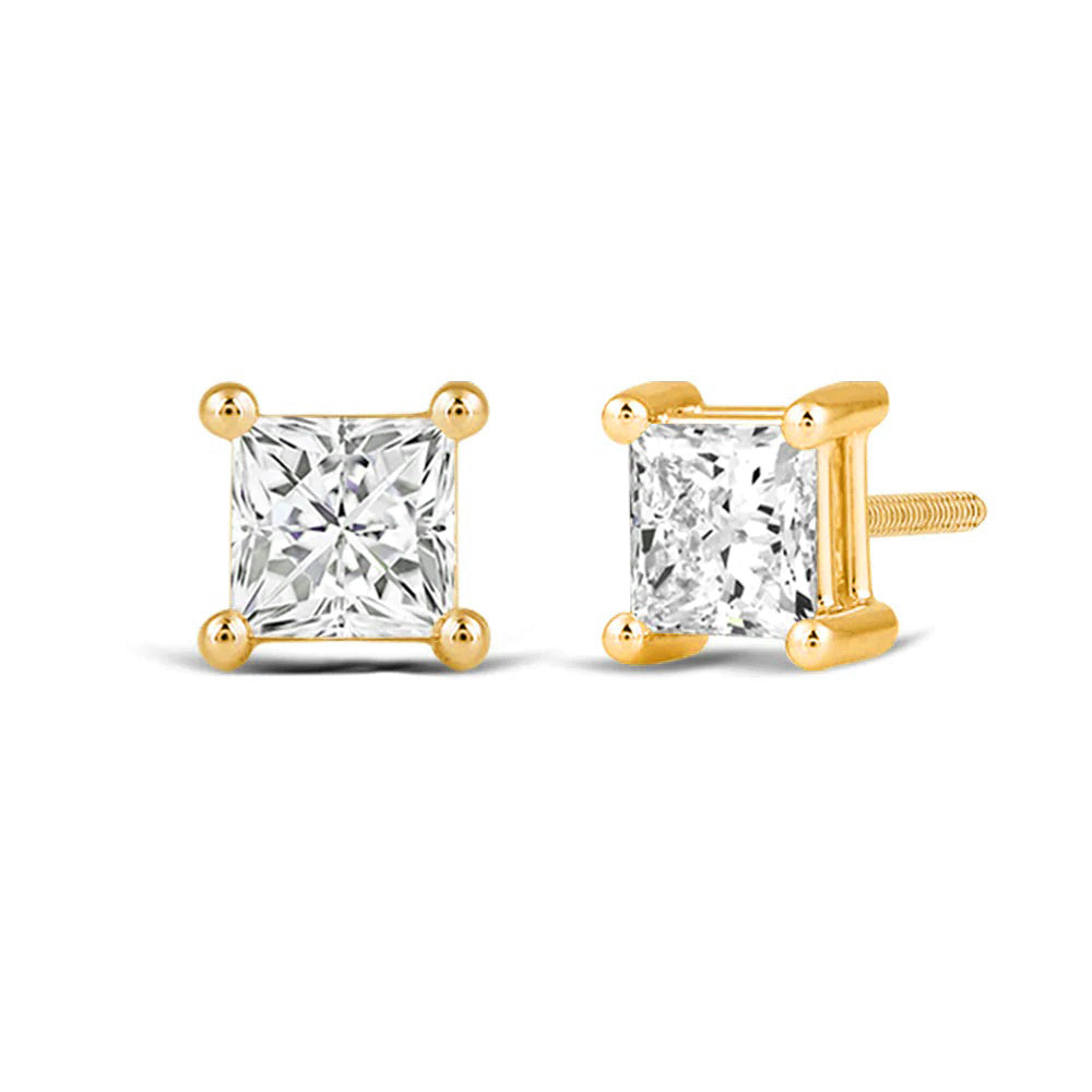 Classic Princess Brilliant Cut Diamond Martini Stud Earrings (F/G VS+) with 14KT Yellow Gold / Lab / 2 Cut Diamond in 14KT Yellow Gold / Lab / 2 view 1
