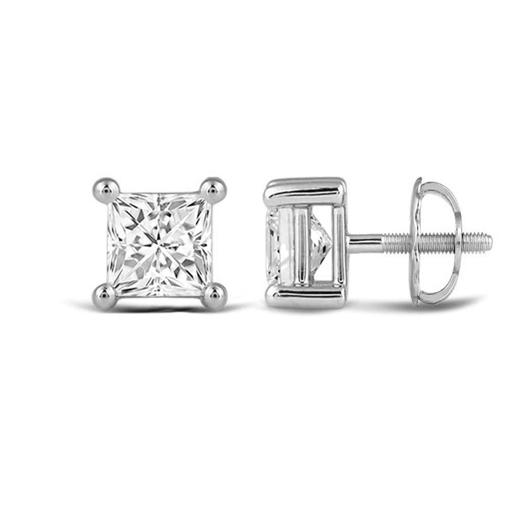 Classic Princess Brilliant Cut Diamond Martini Stud Earrings (F/G VS+) with 14KT White Gold / Lab / 2 Cut Diamond in 14KT White Gold / Lab / 2 view 4
