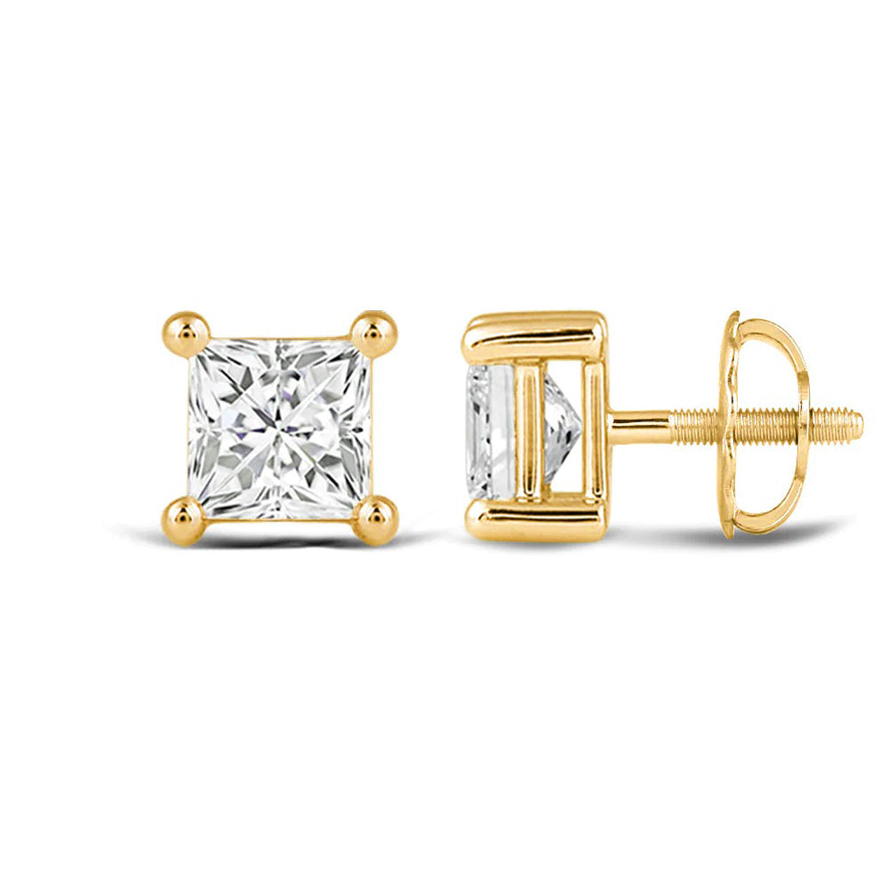 Classic Princess Brilliant Cut Diamond Martini Stud Earrings (F/G VS+) with 14KT Yellow Gold / Lab / 2 Cut Diamond in 14KT Yellow Gold / Lab / 2 view 4
