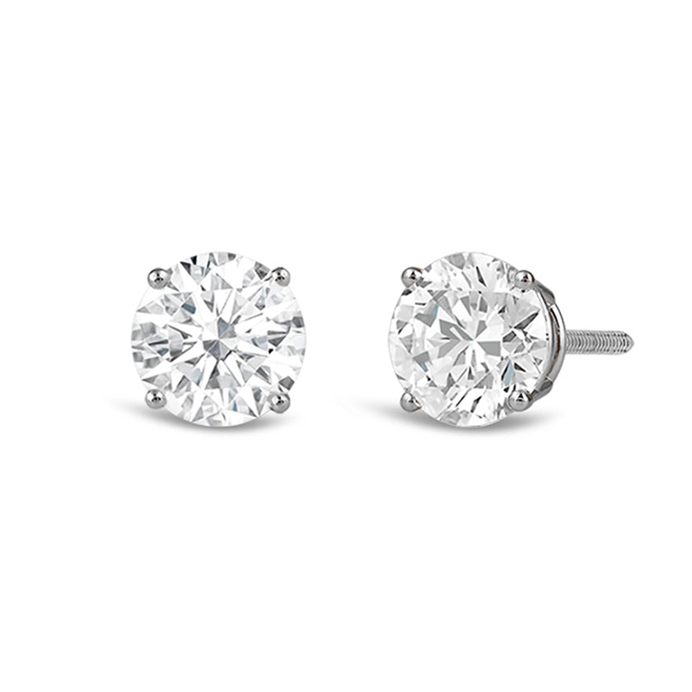 Premium Round Diamond Four Prong Studs (E/F VS+) with 14KT White Gold / Lab / 3 Cut Diamond in 14KT White Gold / Lab / 3 view 1
