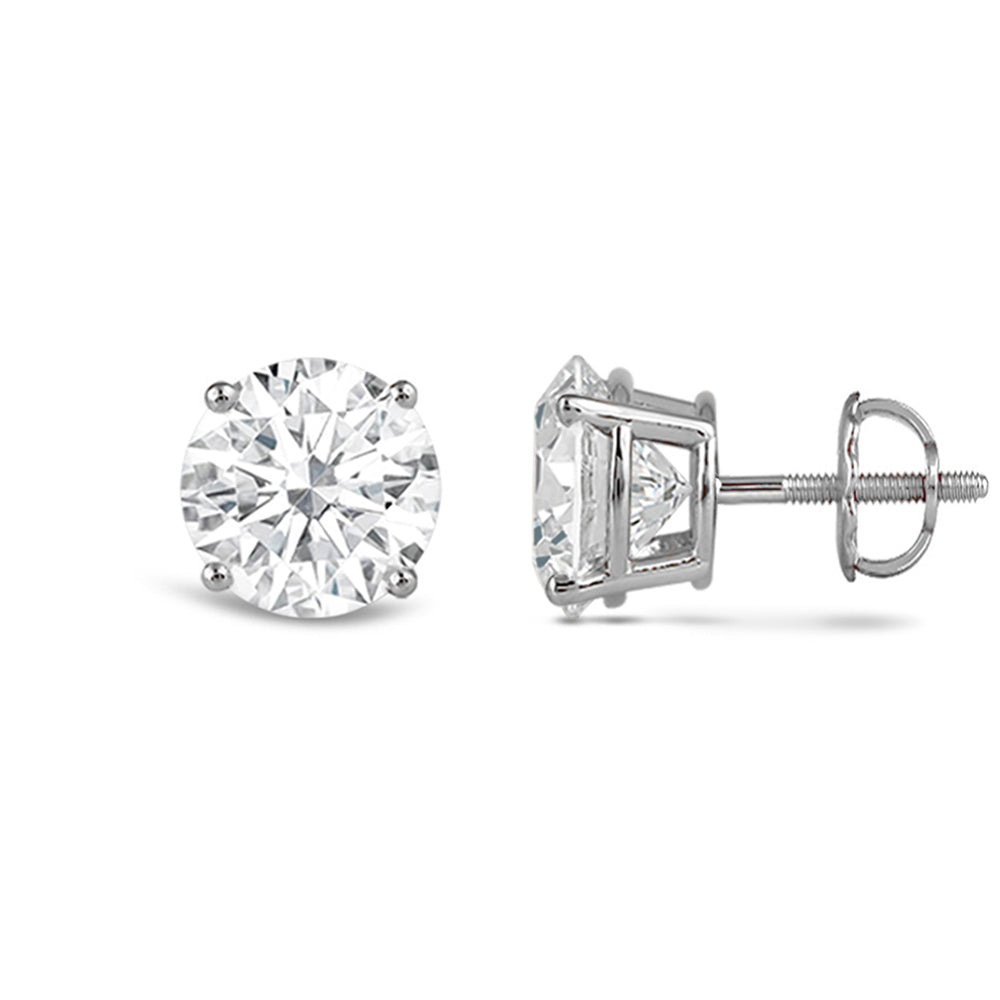 Classic Round Diamond Four Prong Stud Earrings (F/G VS+) with 14KT White Gold / Lab / 4 Cut Diamond in 14KT White Gold / Lab / 4 view 4
