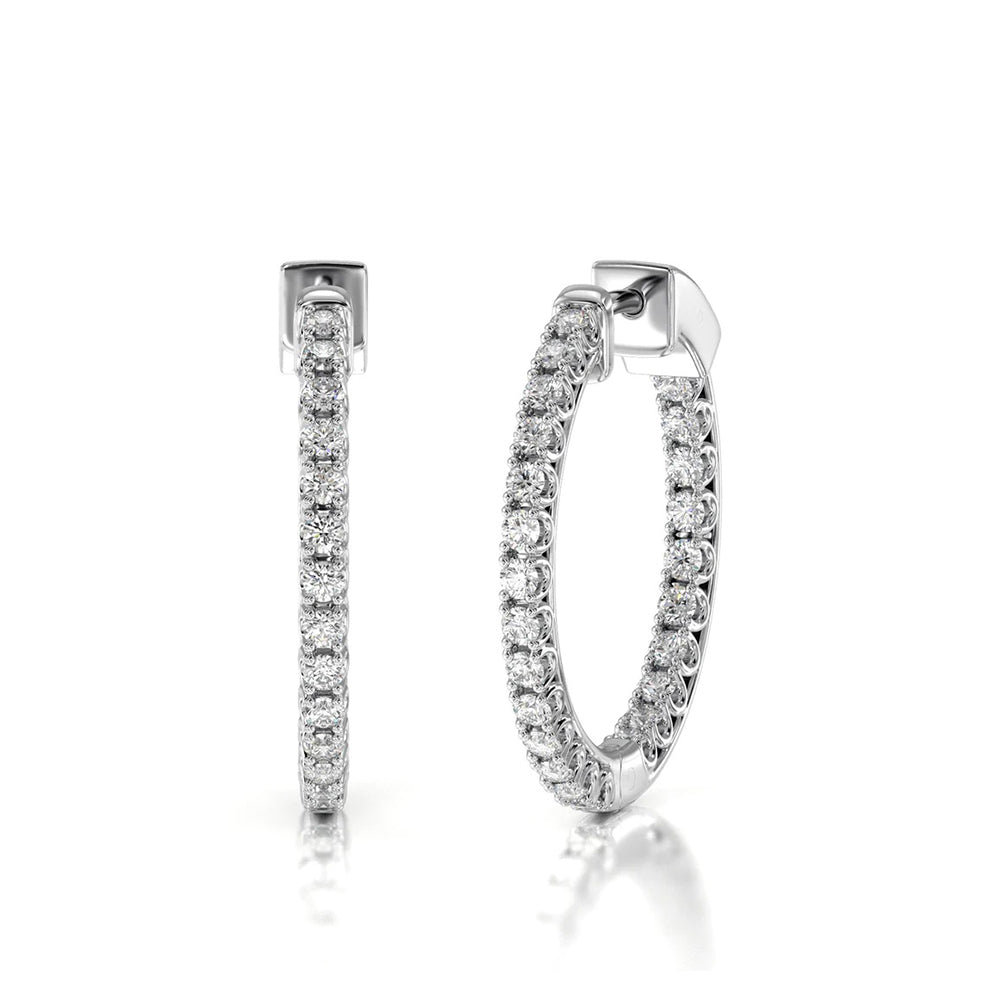 Inside Out Diamond Round Hoops with 14KT White Gold / Natural / 1/2 Cut Diamond in 14KT White Gold / Natural / 1/2 view 1
