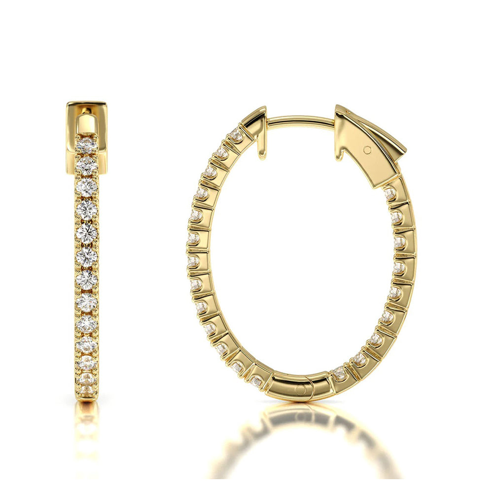 Inside Out Diamond Oval Hoops with 14KT Yellow Gold / Lab / 1/2 Cut Diamond in 14KT Yellow Gold / Lab / 1/2 view 4
