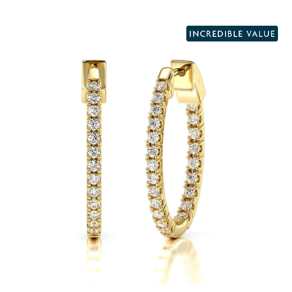 Inside Out Diamond Oval Hoops with 14KT Yellow Gold / Lab / 1/2 Cut Diamond in 14KT Yellow Gold / Lab / 1/2 view 1
