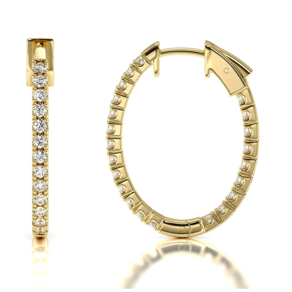 Inside Out Diamond Oval Hoops with 14KT Yellow Gold / Lab / 1 1/2 Cut Diamond in 14KT Yellow Gold / Lab / 1 1/2 view 4
