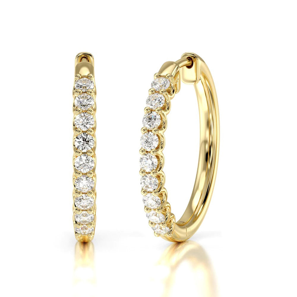 Diamond Hoop Earrings with 14KT Yellow Gold / Lab / 2 1/4 Cut Diamond in 14KT Yellow Gold / Lab / 2 1/4 view 1
