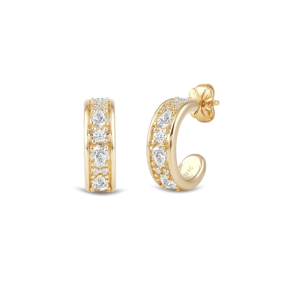 Signature Mosaic Hoop Earrings with 14KT Yellow Gold / Lab / 9/10 Cut Diamond in 14KT Yellow Gold / Lab / 9/10 view 1
