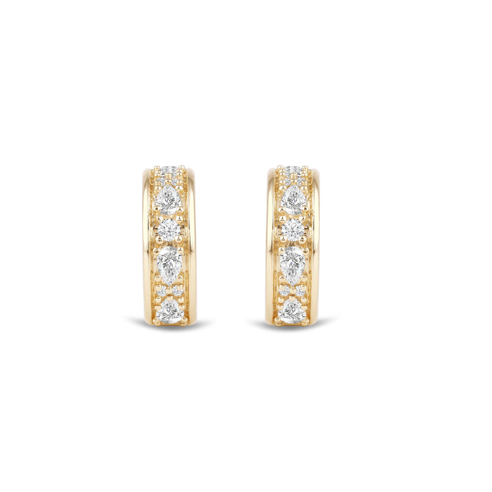 Signature Mosaic Hoop Earrings with 14KT Yellow Gold / Lab / 9/10 Cut Diamond in 14KT Yellow Gold / Lab / 9/10 view 2
