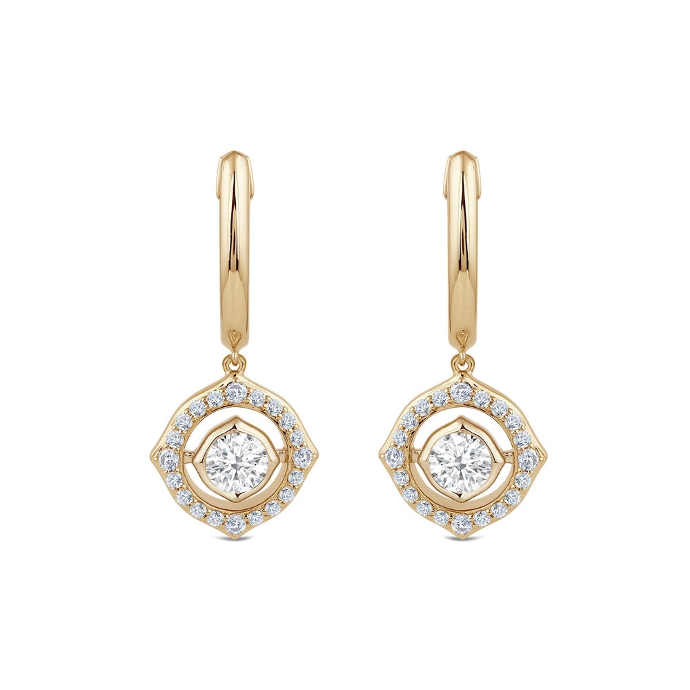 Signature Lab Grown Diamond Birthstone Drop Huggies with 14KT Yellow Gold / Lab / 3/4 Cut Diamond in 14KT Yellow Gold / Lab / 3/4 view 4
