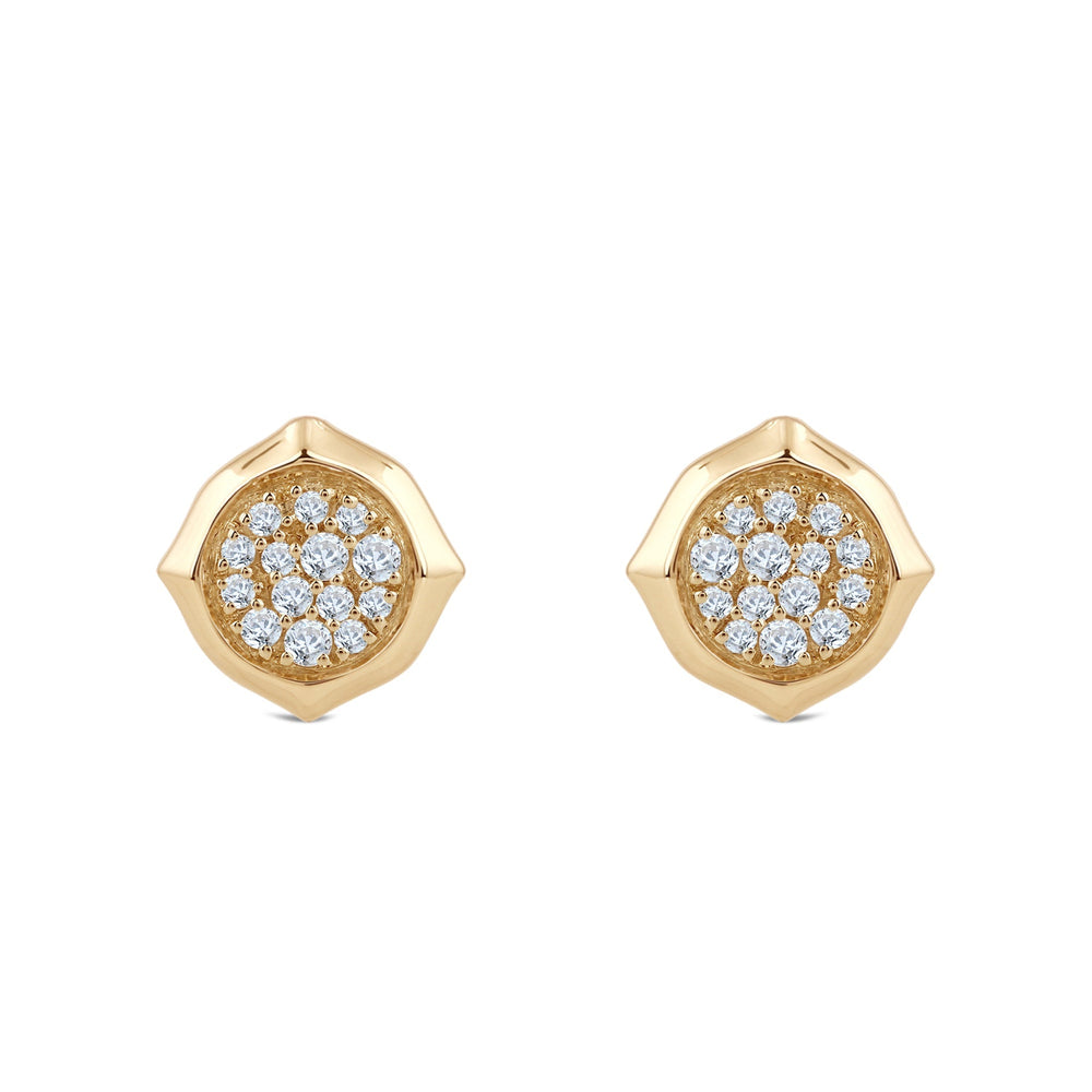 Signature Pave Diamond Stud Earrings with 14KT Yellow Gold / Lab / 1/5 Cut Diamond in 14KT Yellow Gold / Lab / 1/5 view 2
