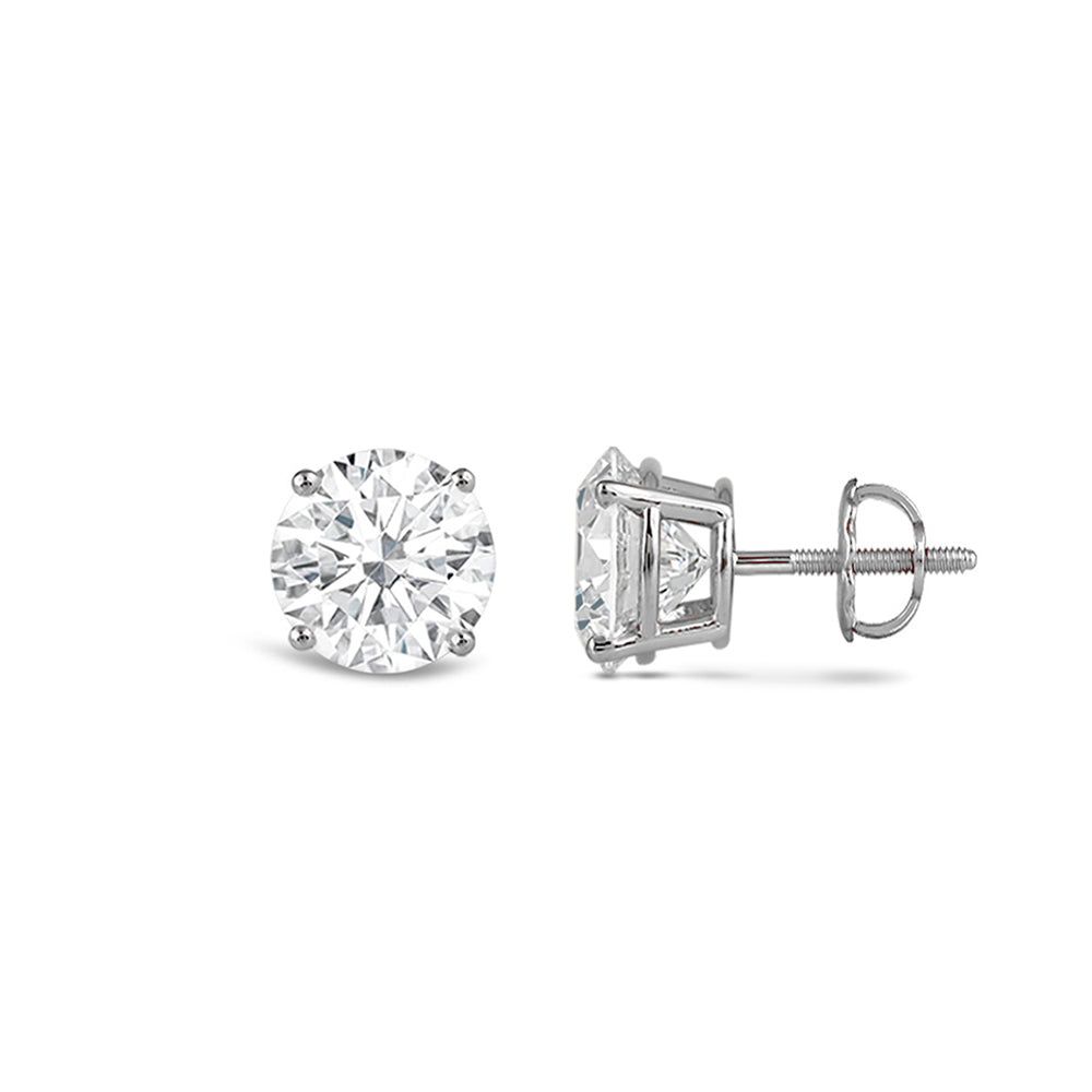 Certified Classic Round Diamond Four Prong Stud Earrings (IGI: G/H SI+) with 14KT White Gold / Lab / 1 Cut Diamond in 14KT White Gold / Lab / 1 view 4
