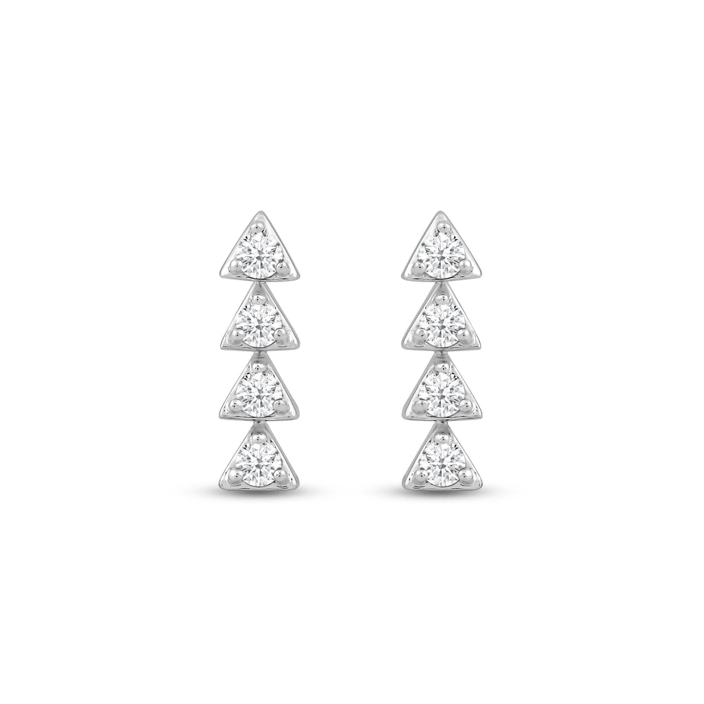 Dainty Diamond Line Stud Earrings with 14KT White Gold / Lab / 1/6 Cut Diamond in 14KT White Gold / Lab / 1/6 view 2
