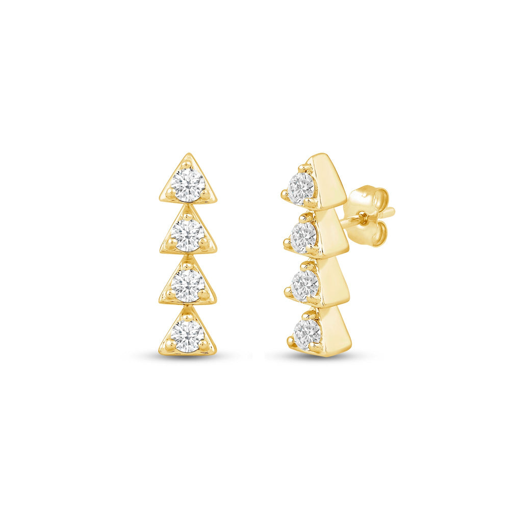 Dainty Diamond Line Stud Earrings with 14KT Yellow Gold / Lab / 1/6 Cut Diamond in 14KT Yellow Gold / Lab / 1/6 view 1
