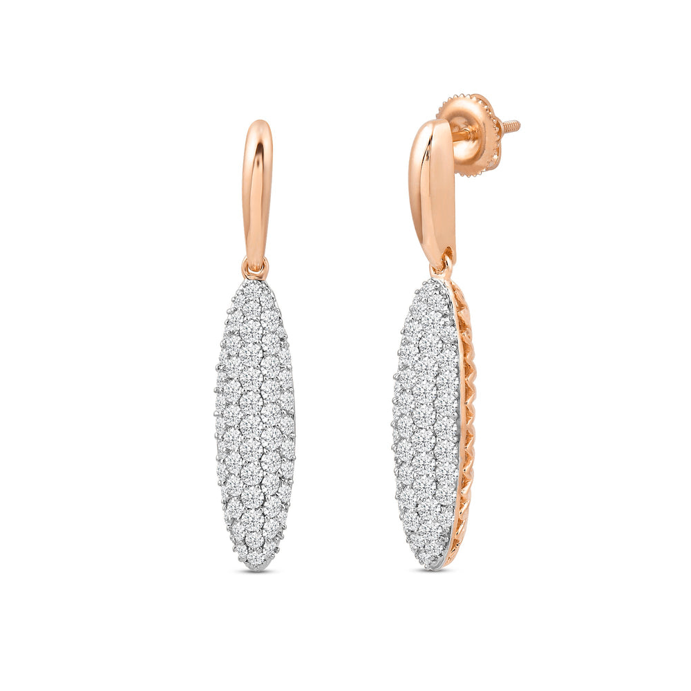 Domed Pave Elongated Oval Earrings with 14KT Rose Gold / Lab / 1 1/2 Cut Diamond in 14KT Rose Gold / Lab / 1 1/2 view 1
