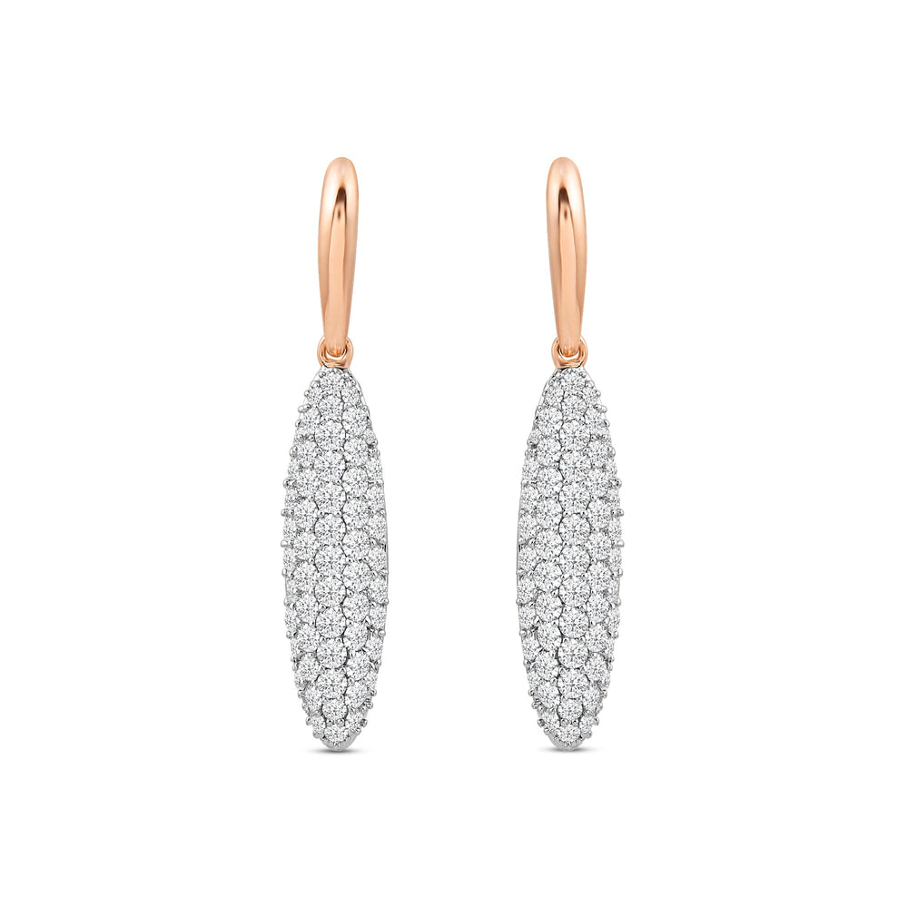 Domed Pave Elongated Oval Earrings with 14KT Rose Gold / Lab / 1 1/2 Cut Diamond in 14KT Rose Gold / Lab / 1 1/2 view 2
