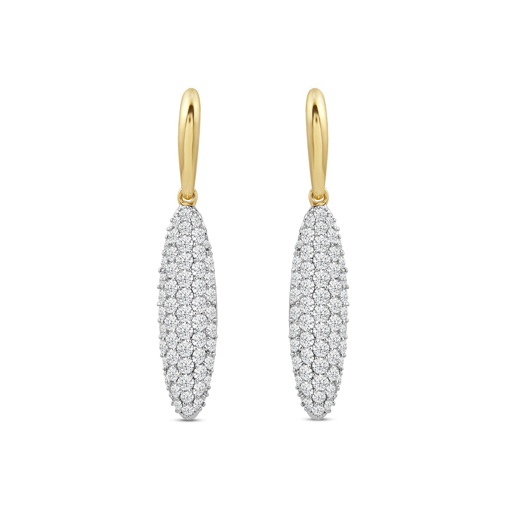 Domed Pave Elongated Oval Earrings with 14KT Yellow Gold / Lab / 1 1/2 Cut Diamond in 14KT Yellow Gold / Lab / 1 1/2 view 2
